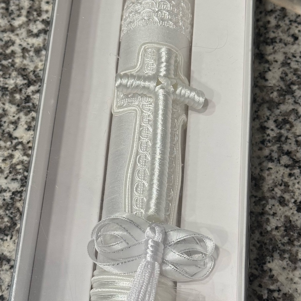 White Decorative Cross Accent Candle - Home Accents